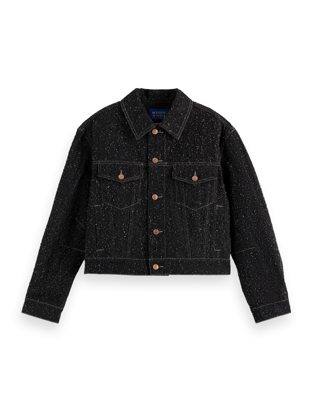 Black denim textured oversized jacket — Black Snow