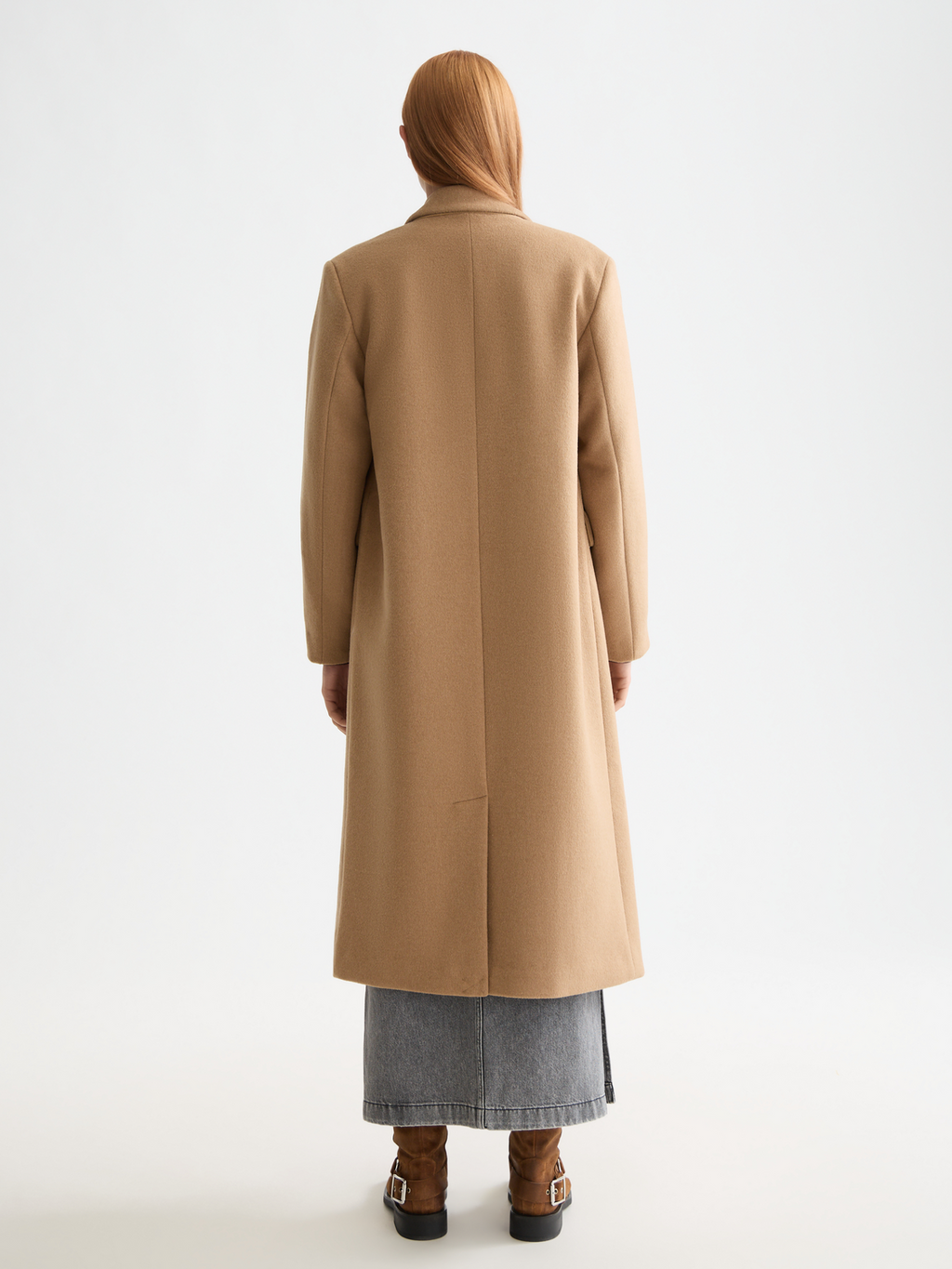 Double Breasted Tailored Wool Blend Coat