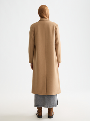 Double Breasted Tailored Wool Blend Coat
