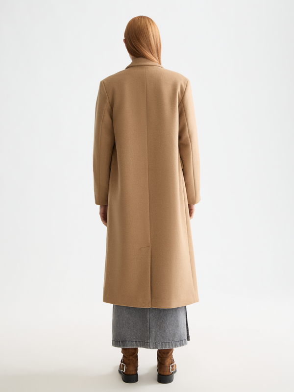 Double Breasted Tailored Wool Blend Coat