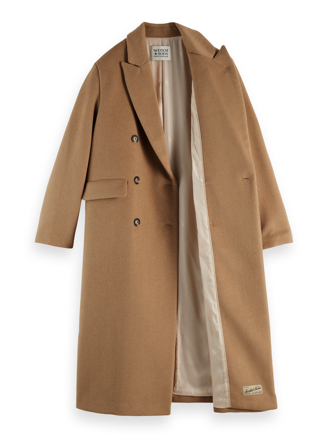 Double Breasted Tailored Wool Blend Coat