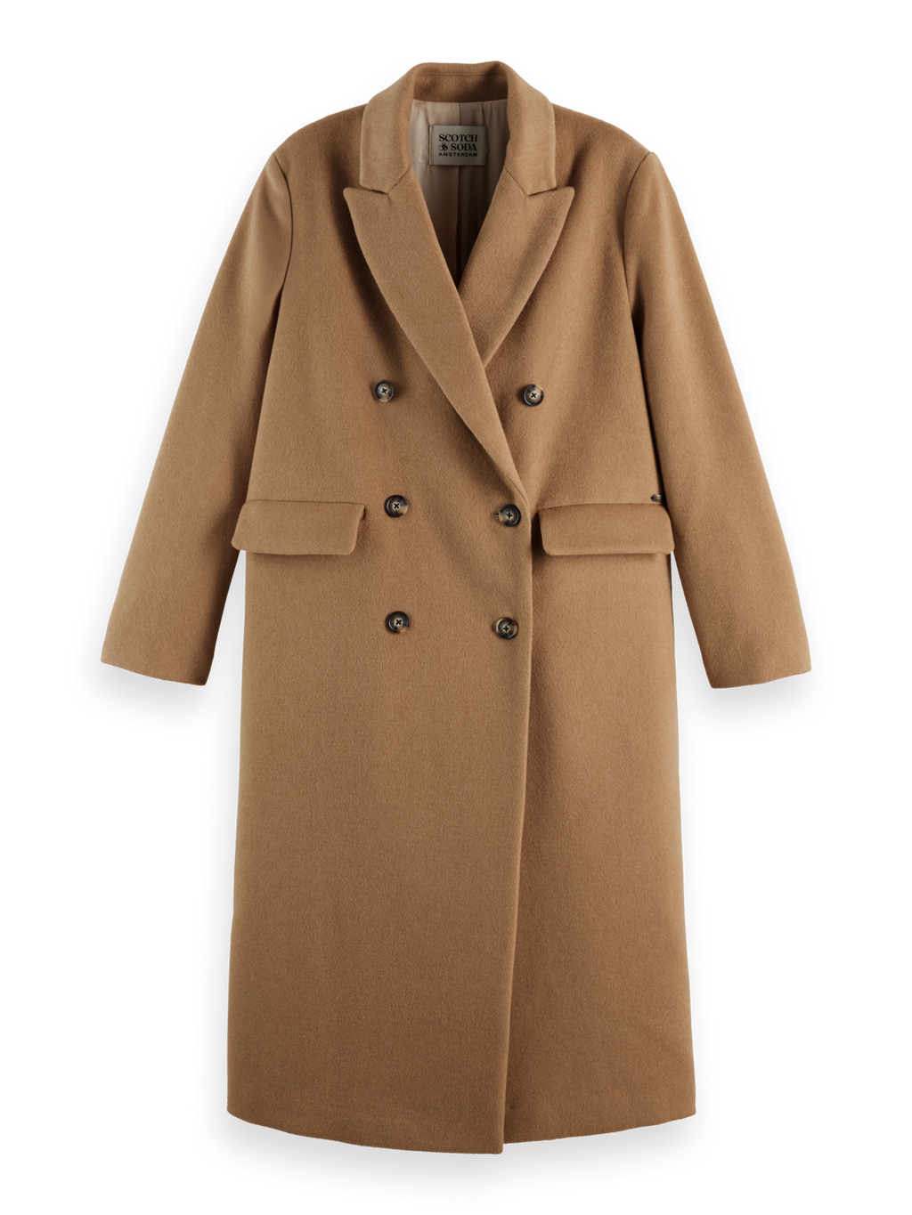 Double Breasted Tailored Wool Blend Coat