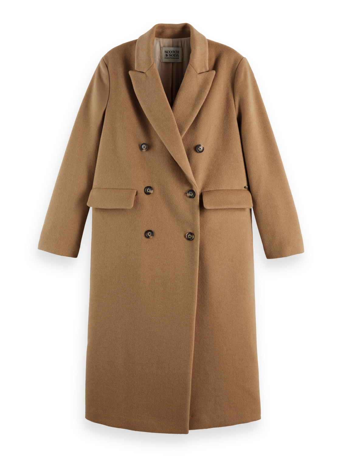 Double Breasted Tailored Wool Blend Coat