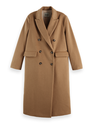 Double Breasted Tailored Wool Blend Coat