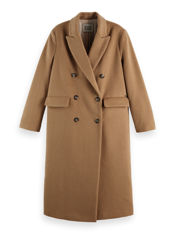 Double Breasted Tailored Wool Blend Coat