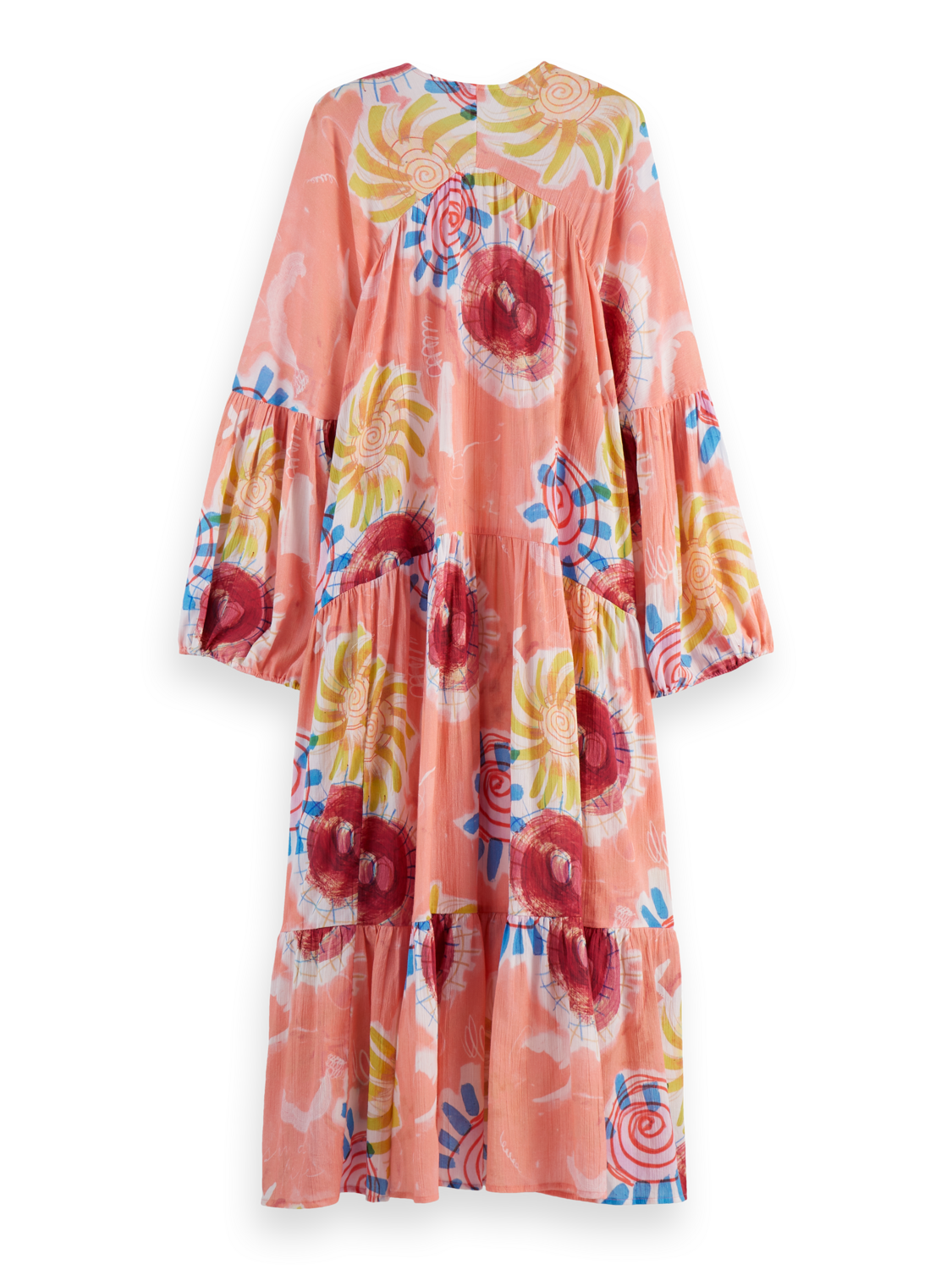 Abstract Sun Printed Crinkle Maxi Dress