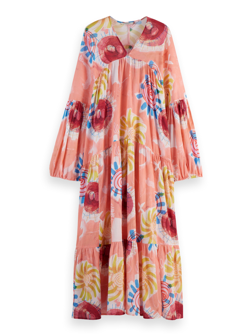 Abstract Sun Printed Crinkle Maxi Dress