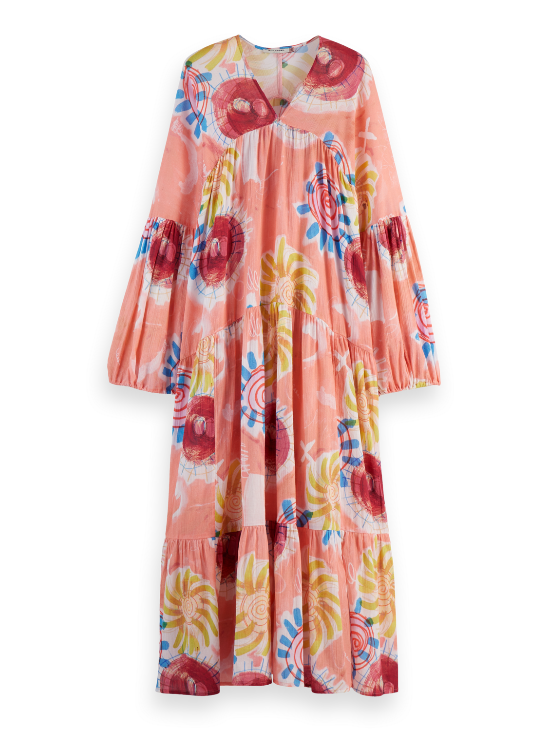 Abstract Sun Printed Crinkle Maxi Dress