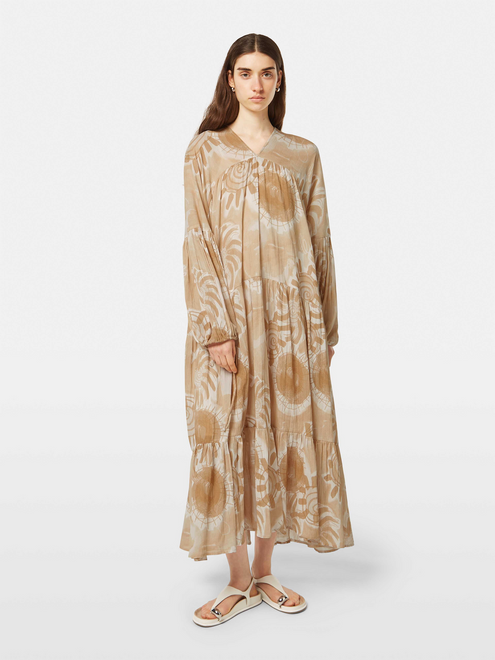 Robe maxi froissée imprimée soleil abstrait