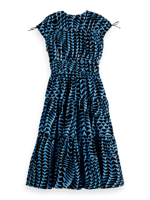 Gestuftes Popeline-Midikleid