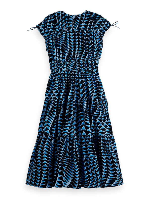 Gestuftes Popeline-Midikleid
