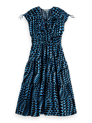 Gestuftes Popeline-Midikleid