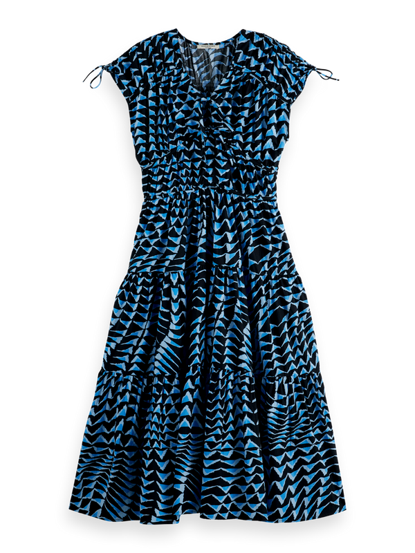 Gestuftes Popeline-Midikleid