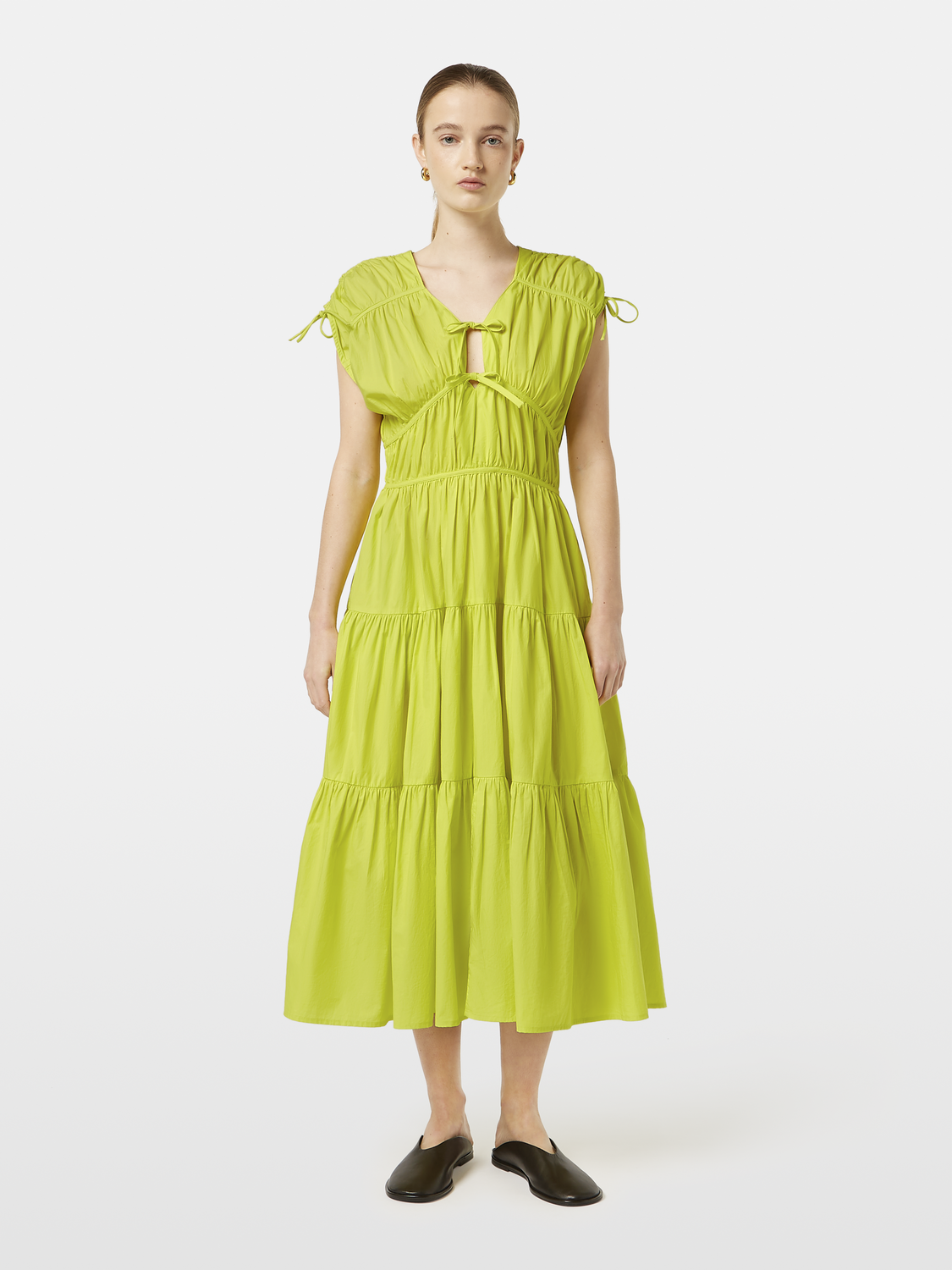 Tiered Poplin Midi Dress