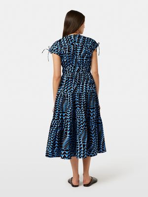 Gestuftes Popeline-Midikleid