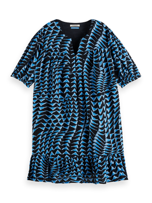 Printed Crinkle Mini Dress