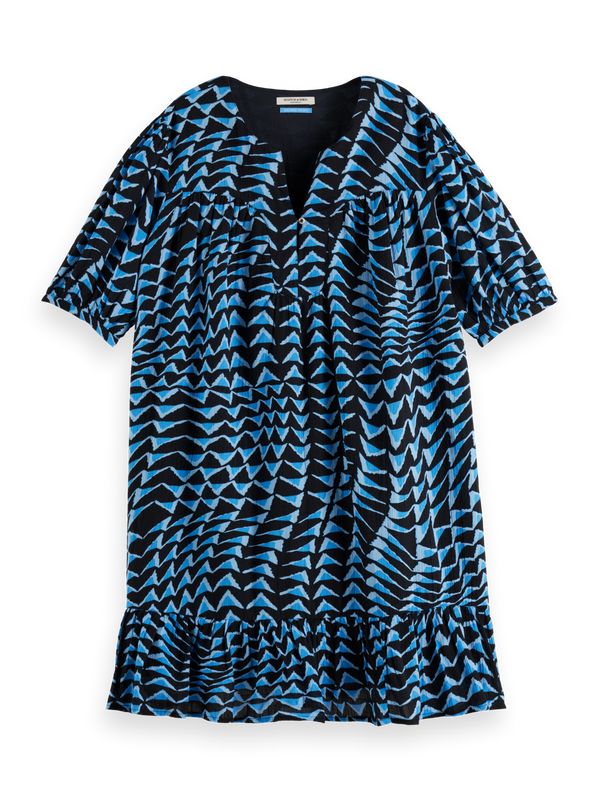 Printed Crinkle Mini Dress