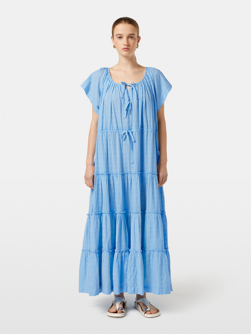 Gestuftes Broderie-Maxikleid