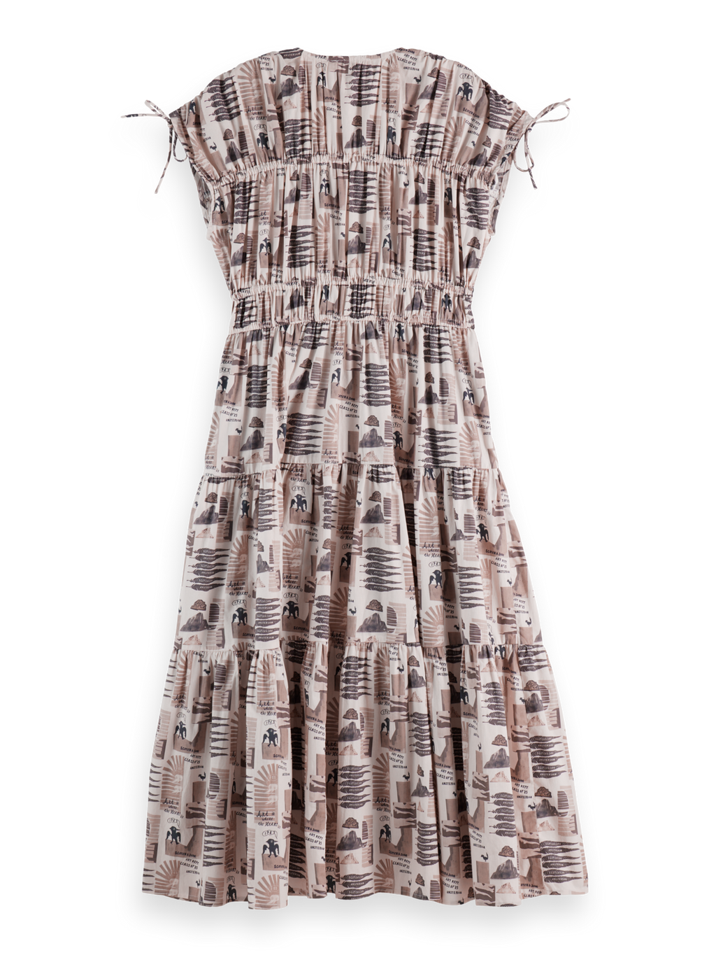 Robe midi froncée avec détails noués