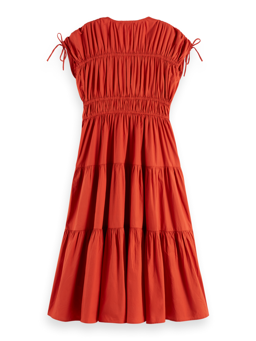 Robe midi froncée avec détails noués