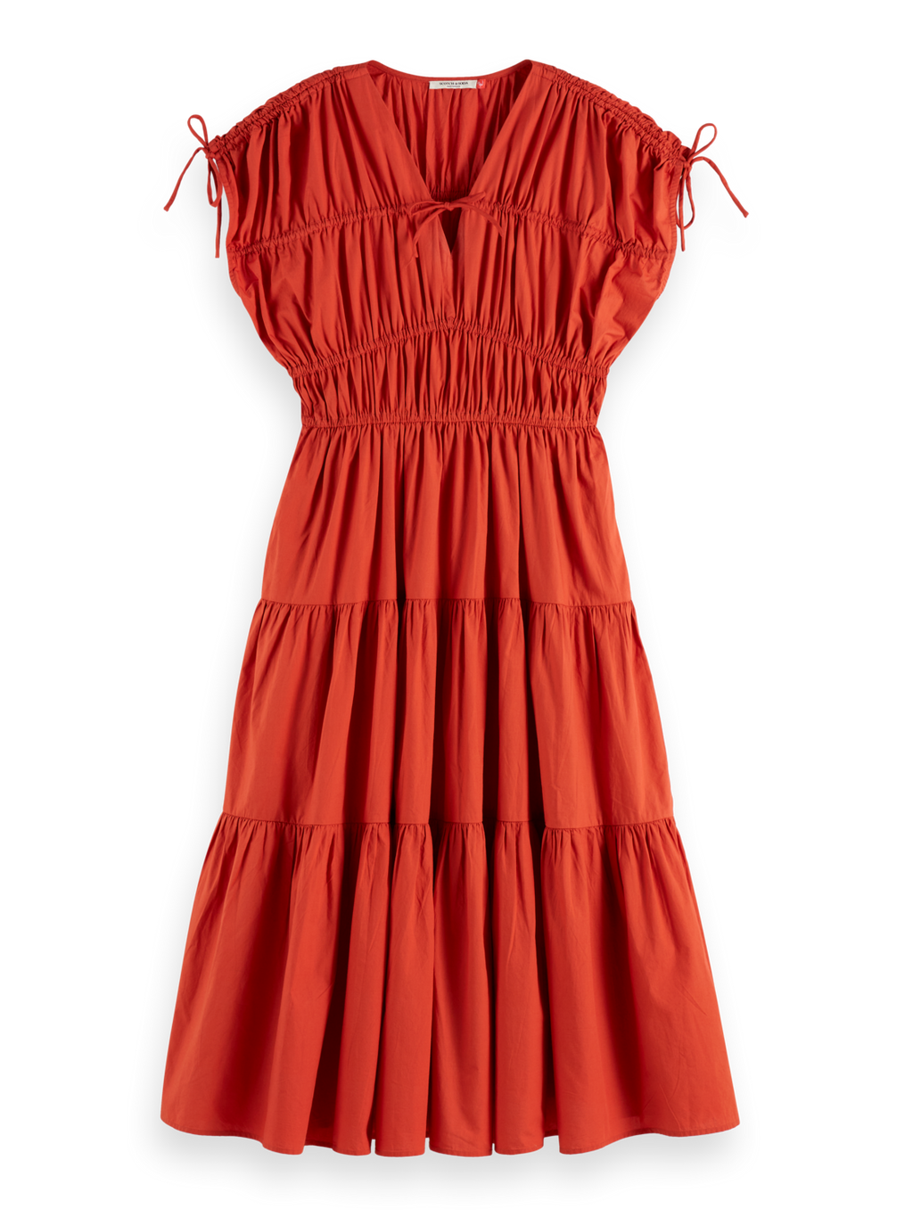 Robe midi froncée avec détails noués