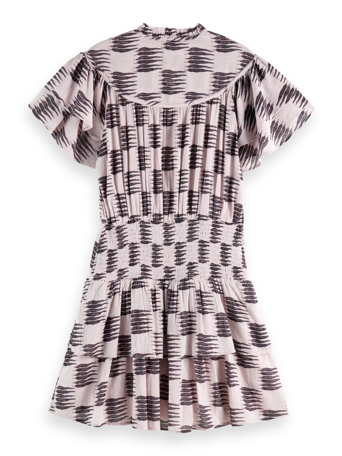 Ruffled Mini Dress With Gathered Waist