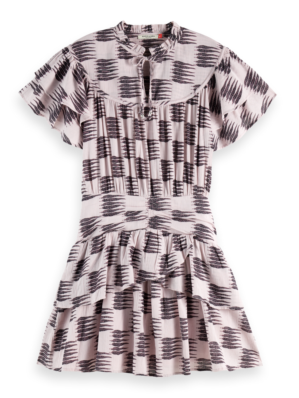 Mini-Rüschenkleid mit geraffter Taille