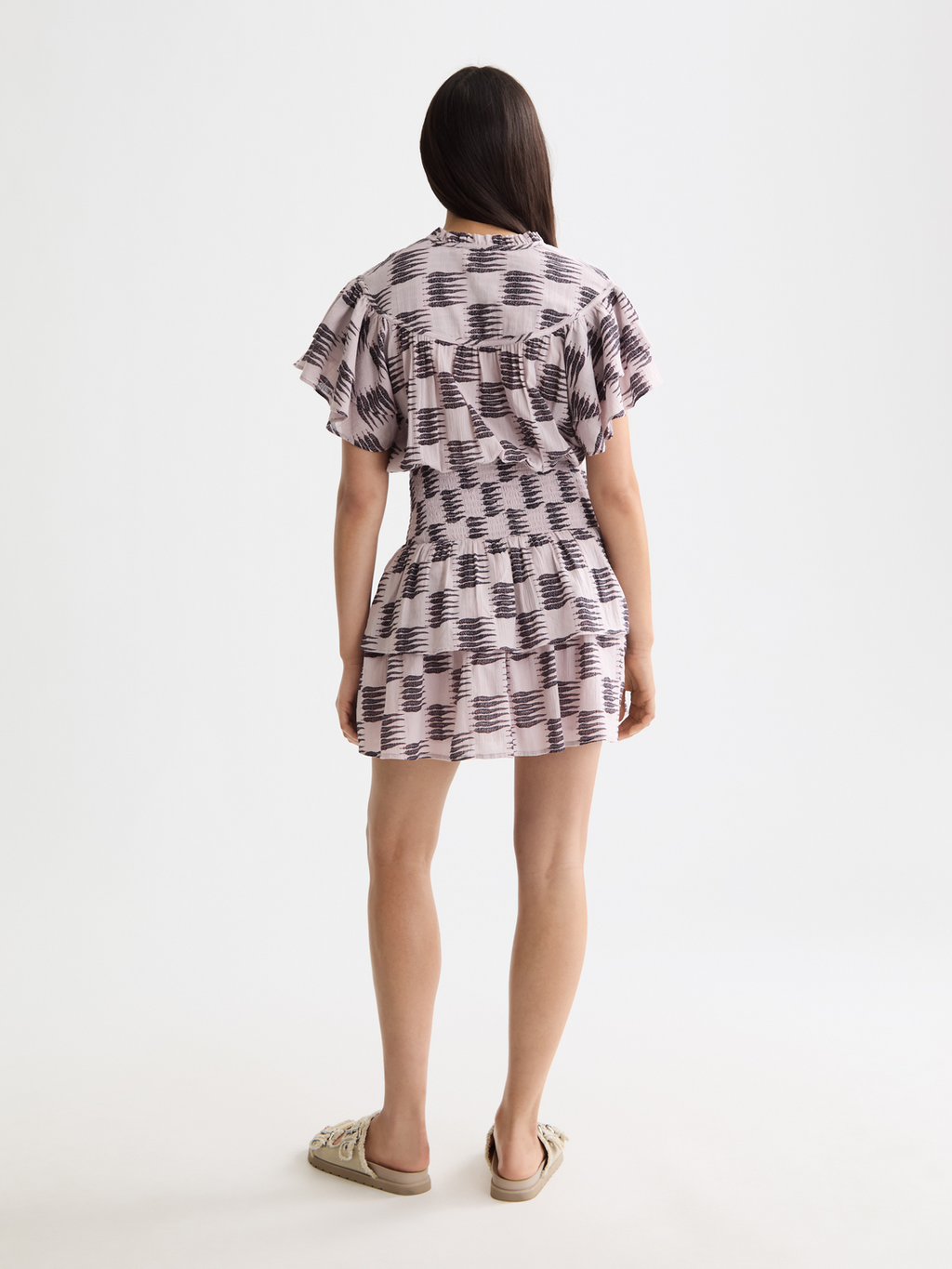 Mini-Rüschenkleid mit geraffter Taille