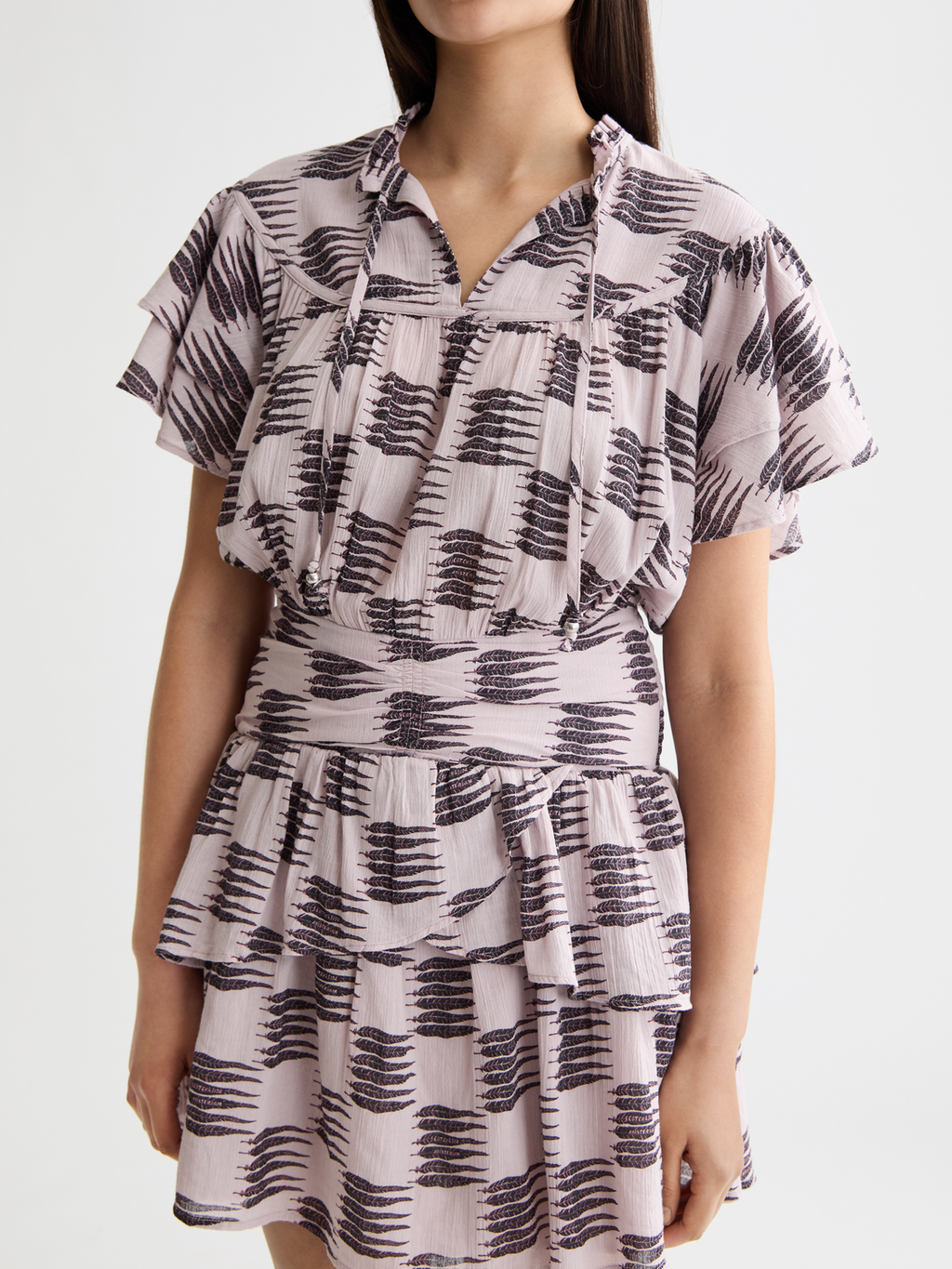 Mini-Rüschenkleid mit geraffter Taille