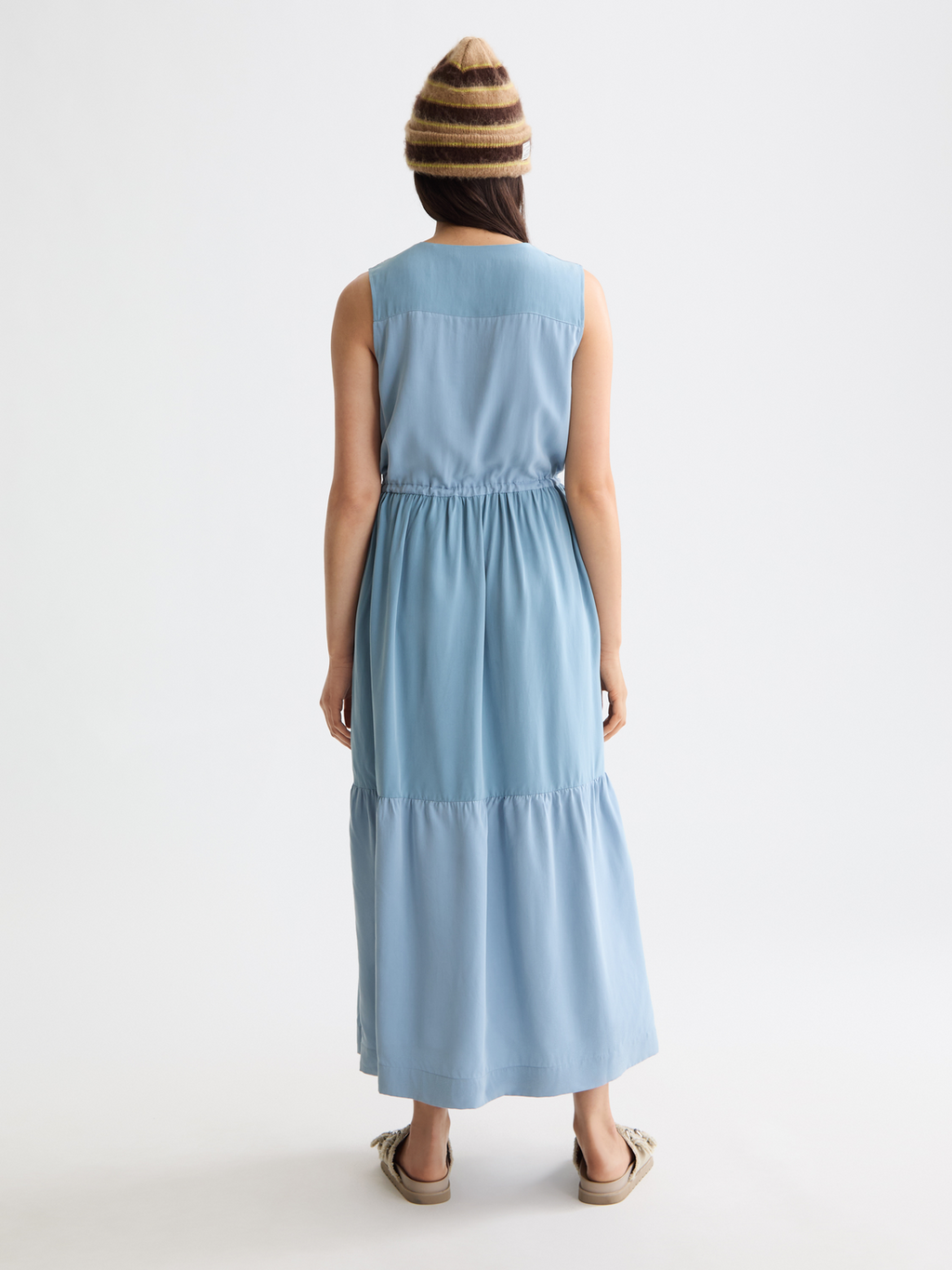 Robe midi à taille froncée