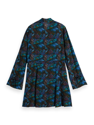 Printed long sleeve mini dress