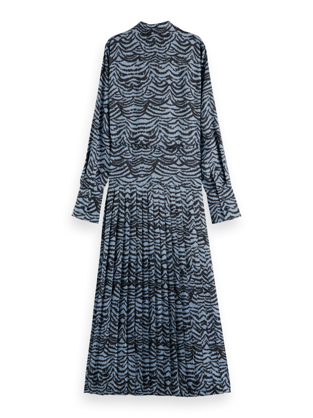Belted Shirt Midi Dress With Pleated Hem