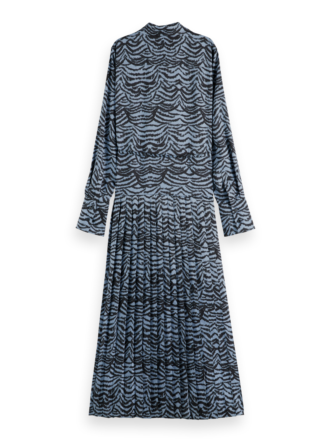 Belted Shirt Midi Dress With Pleated Hem