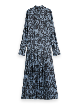Belted Shirt Midi Dress With Pleated Hem