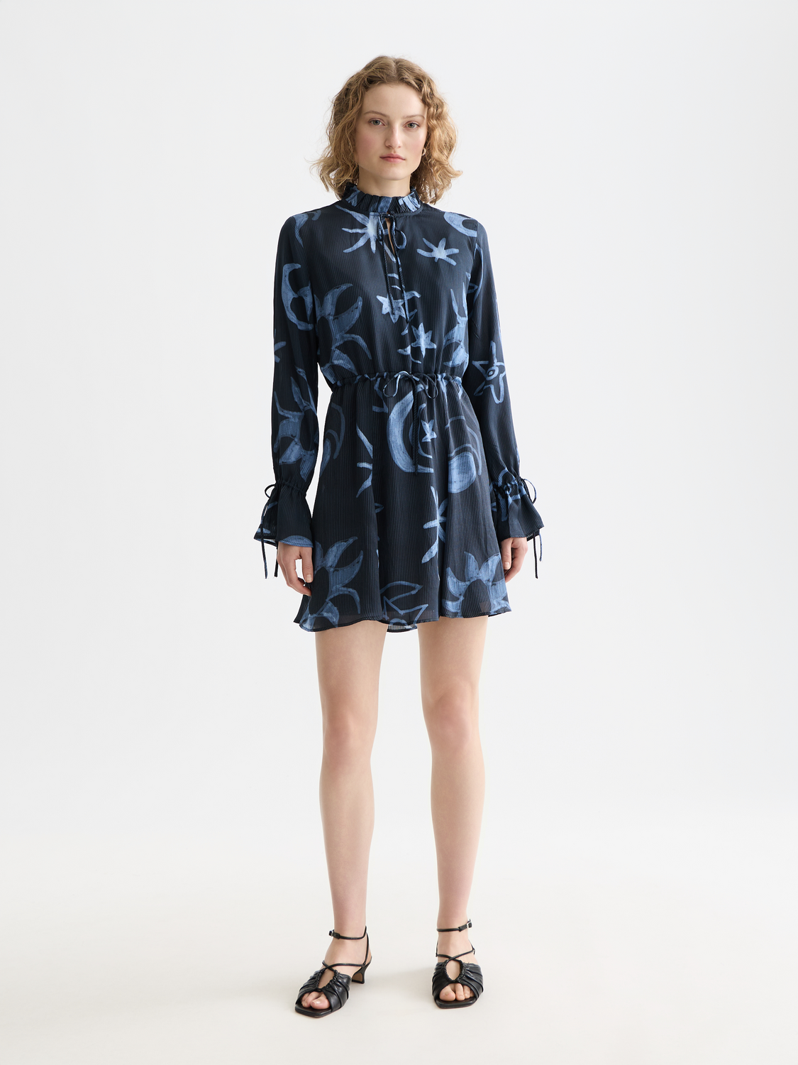 Printed Long Sleeve Mini Dress