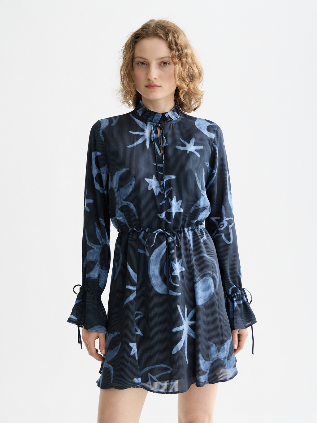 Printed Long Sleeve Mini Dress