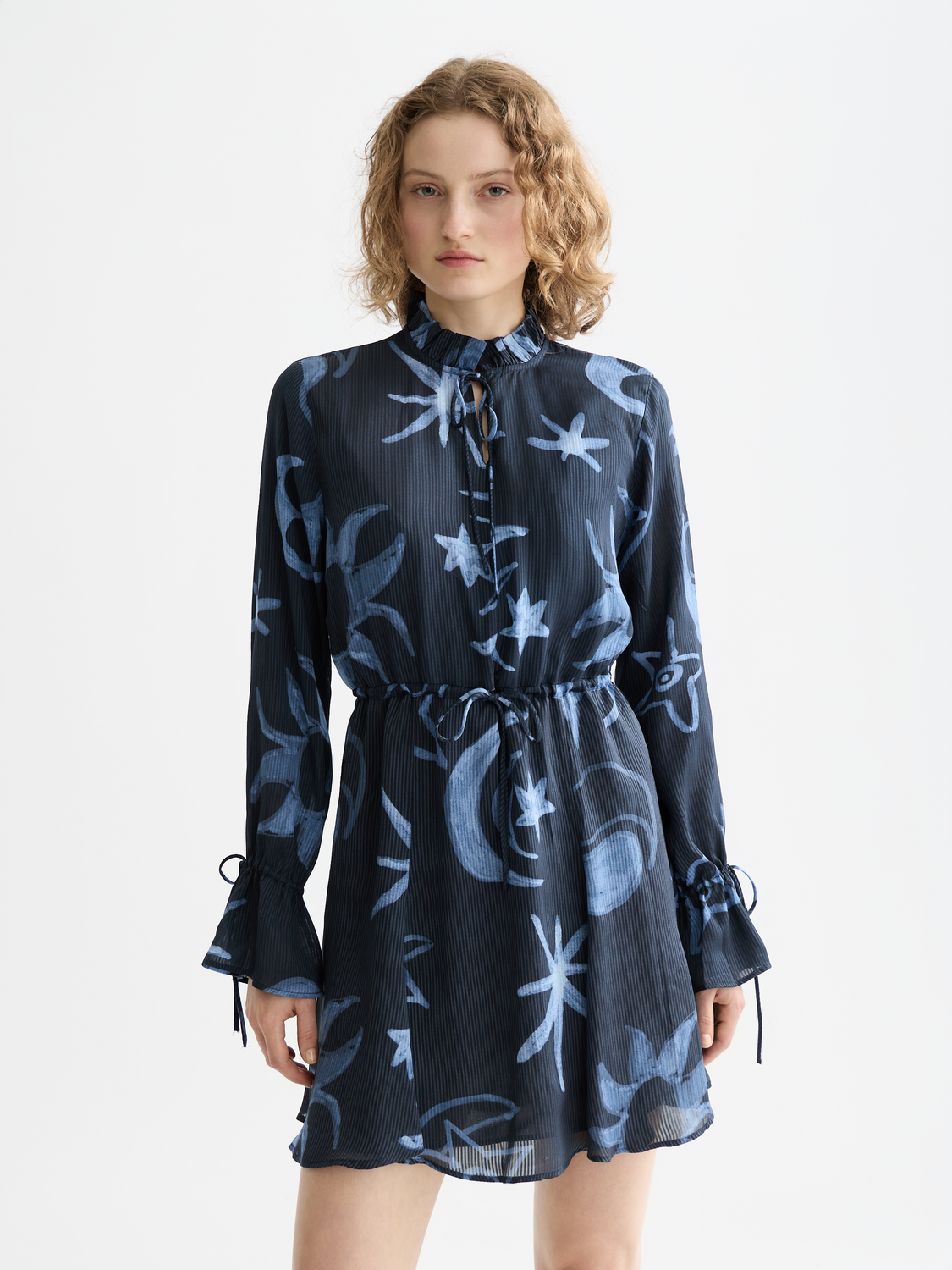 Printed Long Sleeve Mini Dress