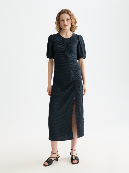Offenes strukturiertes Jersey-Midikleid