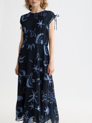Gathered With Ties Midi Dress