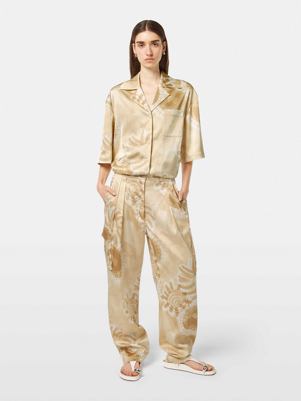 Faye High-Rise Tapered Leg Satin Printed Pant