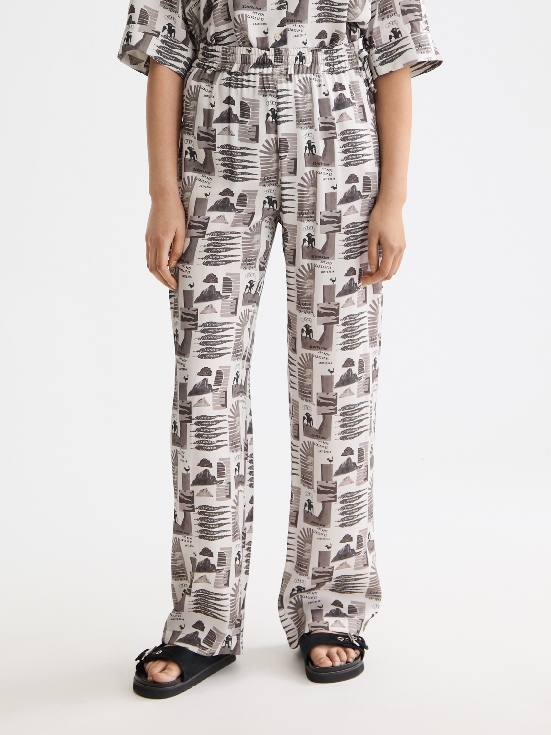 Gia - Mid Rise Wide Leg Elasticated Trousers