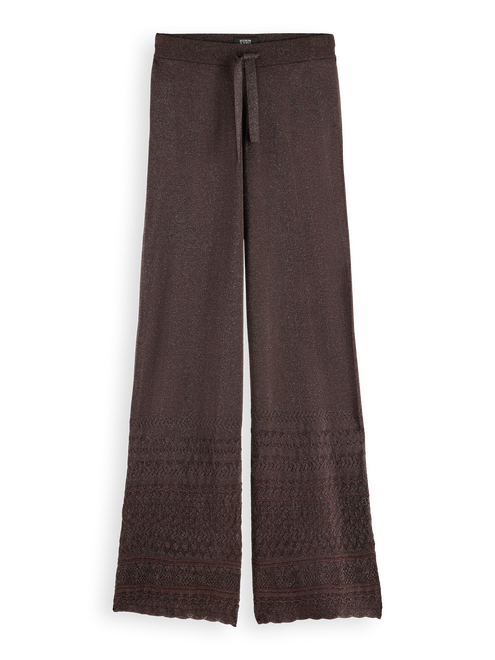 Pantalon en maille pointelle métallisée