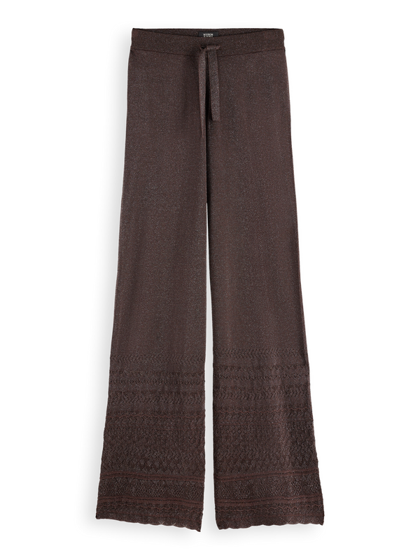 Metallic Pointelle Knitted Trouser