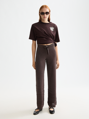 Metallic Pointelle Knitted Trouser