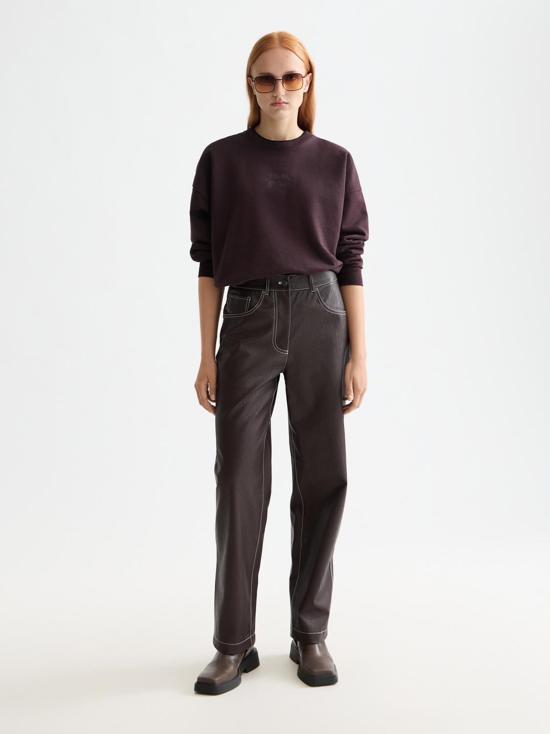 Aurora Faux Leather High Rise Straight Leg Pant