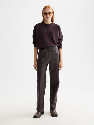 Aurora Faux Leather High Rise Straight Leg Pant