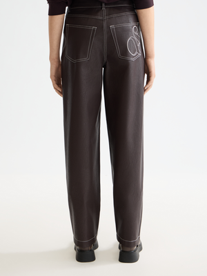 Aurora Faux Leather High Rise Straight Leg Pant
