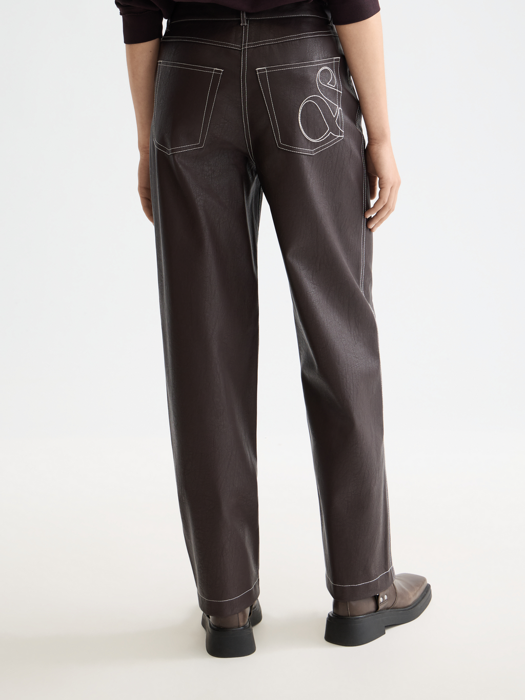 Aurora Faux Leather High Rise Straight Leg Pant