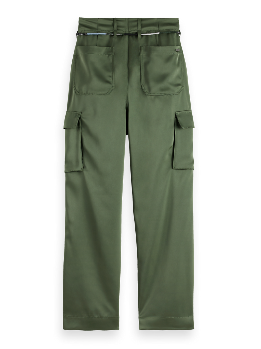 Pantalon cargo en satin à jambe fuselée taille haute Faye