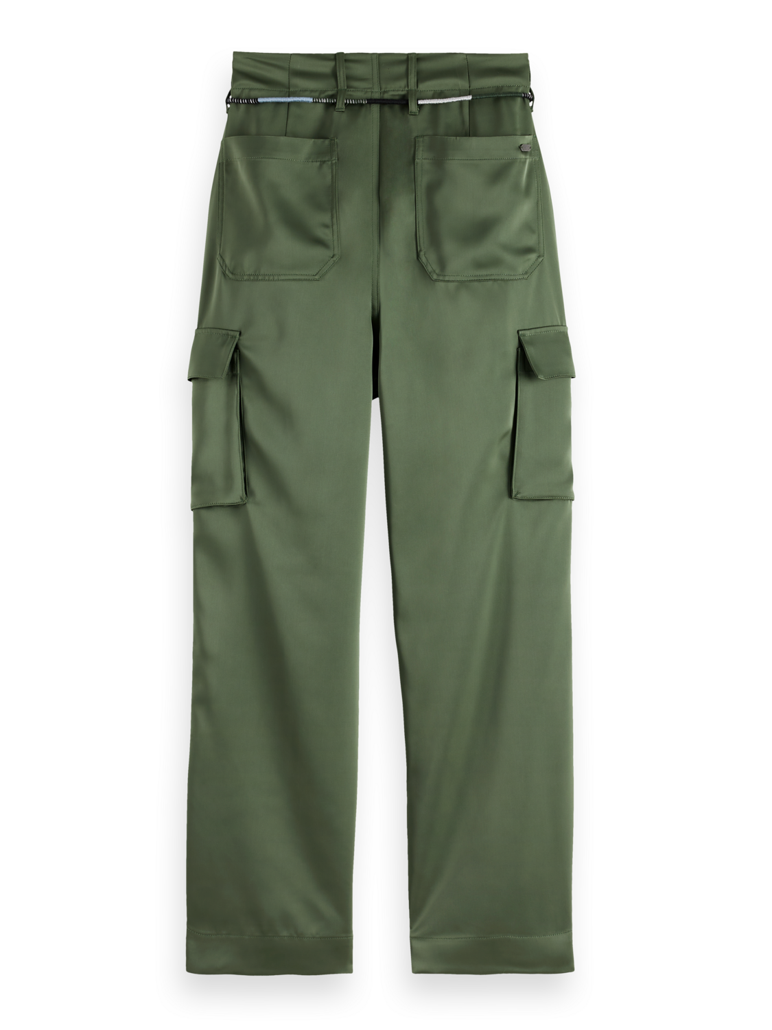 Pantalon cargo en satin à jambe fuselée taille haute Faye